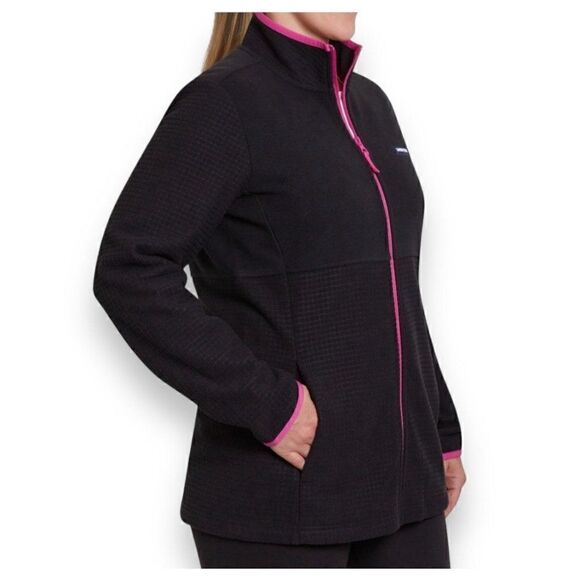 Lands' End Ladies Grid Fleece Zip Up Jacket Small - Picture 2 of 8